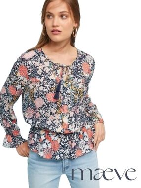 Anthropologie Maeve Begonia Peasant Blouse